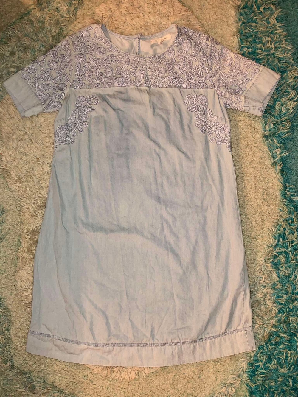 life in progress Pale Blue Embroidered Shift Dress
